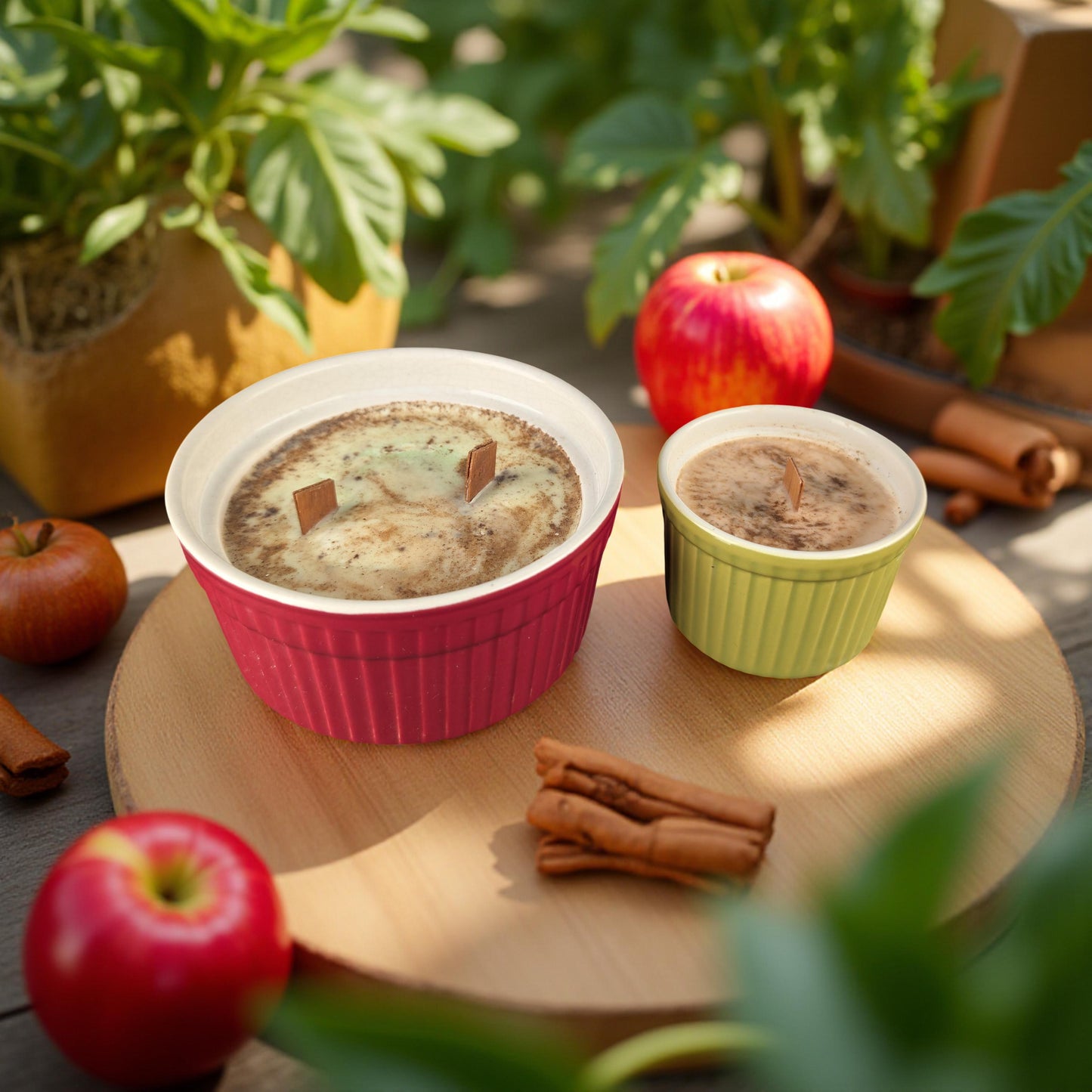 Apple and Cinnamon Ramekin Candles - 100% Natural