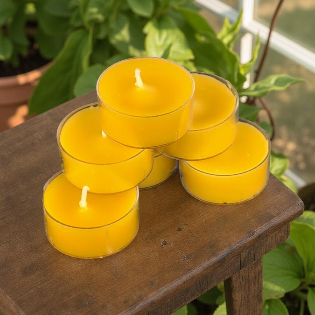Beeswax Tealights - 100% Natural Beeswax - 6 pack - Organic Beeswax Candle